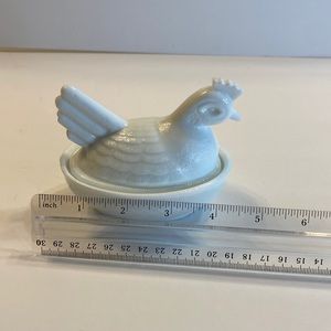 small white hen on nest candy dish